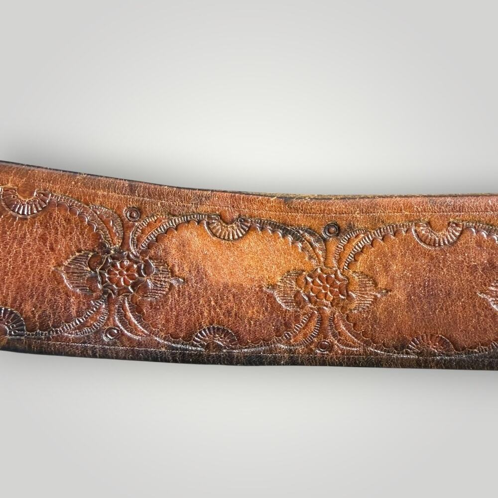 Tech Ether Guild "Colorado Sunrise" Brass J. Mcleod 1970s Hippie Buckle Belt - Picture 9 of 13